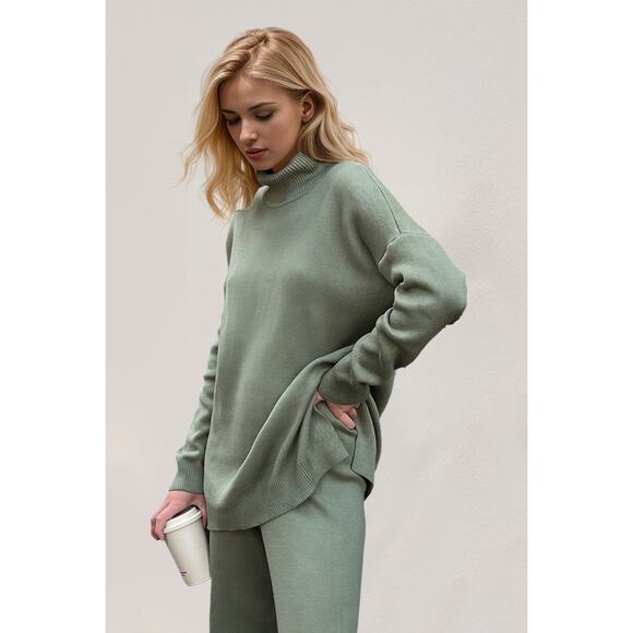 Lush Side Slit Turtleneck Sweater - Picture 1 of 4
